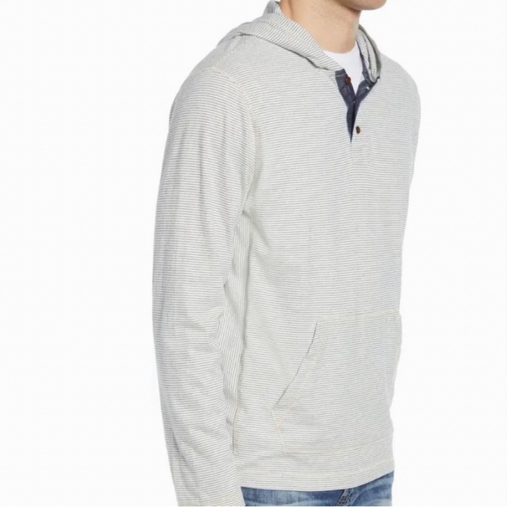Rails Weston Pullover Henley Hoodie in Stripes Size XL